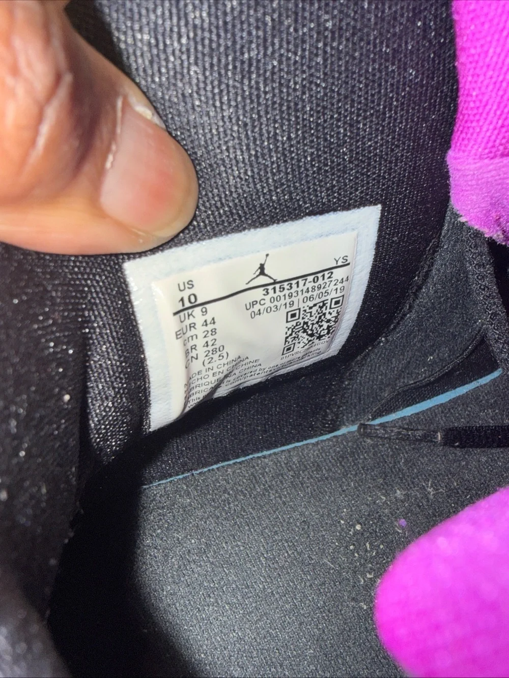 Jordan authentic size